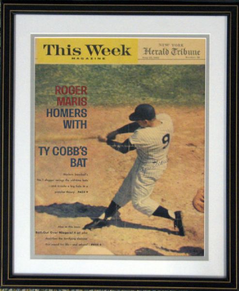 1962 Roger Maris Signed New York Herald Tribune Magazine Cover