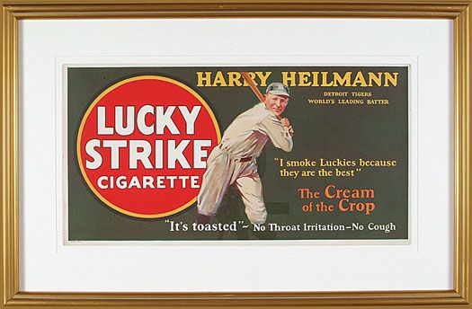 1928 Harry Heilmann Lucky Strike Trolley Car Sign