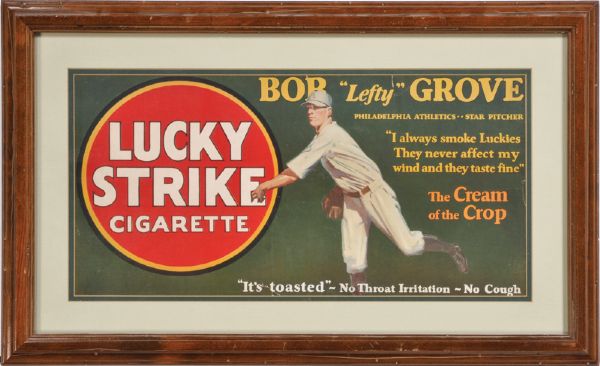 1928 Bob “Lefty” Grove Lucky Strike Trolley Car Sign