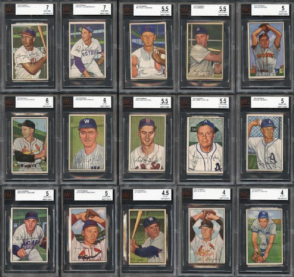 1952 Bowman Group of (15) All BVG Graded