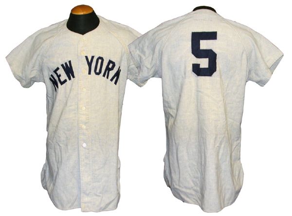 Late 1940s Joe DiMaggio New York Yankees Game-Used Road Flannel Jersey With LOA From Legendary Collector Dick Dobbins
