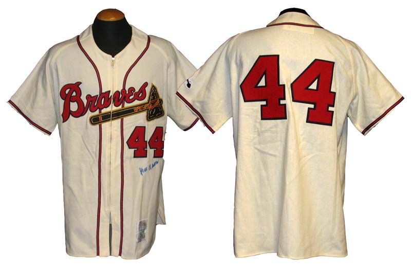 Hank Aaron Milwaukee Braves Autographed Mitchell and Ness