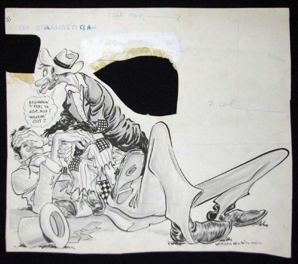 1950 Willard Mullin Brooklyn Bum Original Artwork "The Diagnostician" 