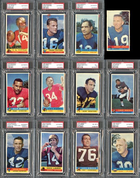 1959 Bazooka Football Complete High Grade Set with Exceptionally Scarce Short Printed Cards
