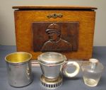 Exceedingly Rare Ray Collins Boston Red Sox Group of (2) Traveling Items Including Travel Desk and 1912 World Champions Engraved Shaving Kit