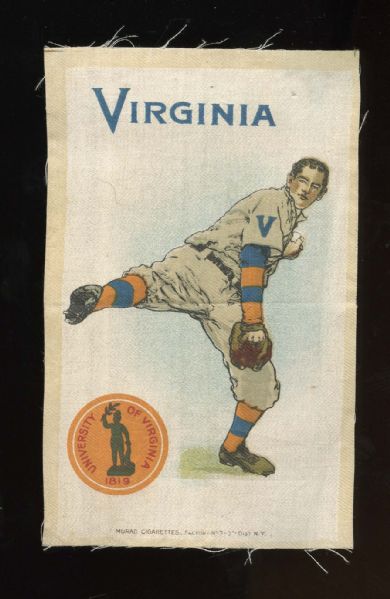Circa 1910 S22 Murad Tobacco "Athlete and College Seal" Silk Virginia Baseball Pitcher Small