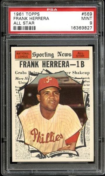 1961 Topps #569 Frank Herrera All Star PSA 9 MINT