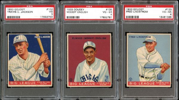 1933 Goudey Group of (3) All PSA Graded with HOFers