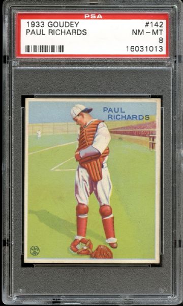 1933 Goudey #142 Paul Richards PSA 8 NM/MT