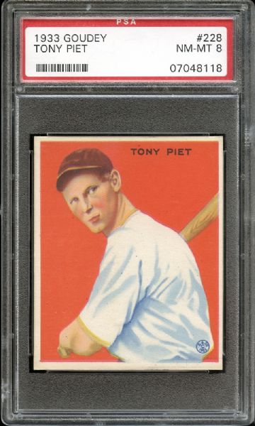 1933 Goudey #228 Tony Piet PSA 8 NM/MT