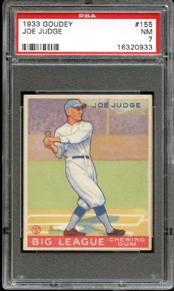 1933 Goudey #155 Joe Judge PSA 7 NM