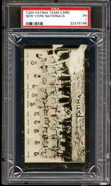 1913 T200 Fatima Team Card New York Nationals PSA 1 PR