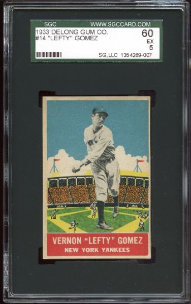1933 DeLong #14 "Lefty" Gomez SGC 60 EX 5