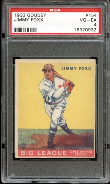 1933 Goudey #154 Jimmy Foxx PSA 4 VG/EX