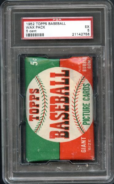 1952 Topps Unopened Baseball Wax Pack PSA 5 EX