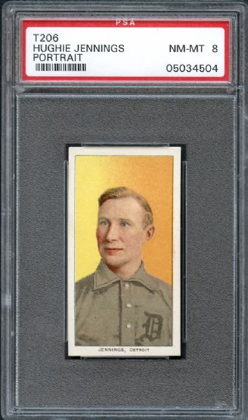 1909-11 T206 Hughie Jennings Portrait PSA 8 NM/MT