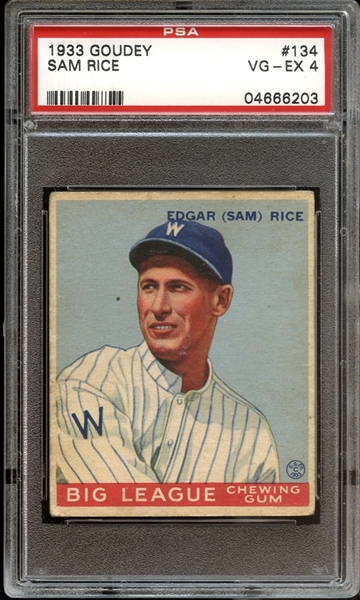 1933 Goudey #134 Sam Rice PSA 4 VG/EX