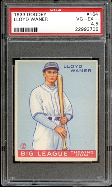 1933 Goudey #164 Lloyd Waner PSA 4.5 VG/EX+