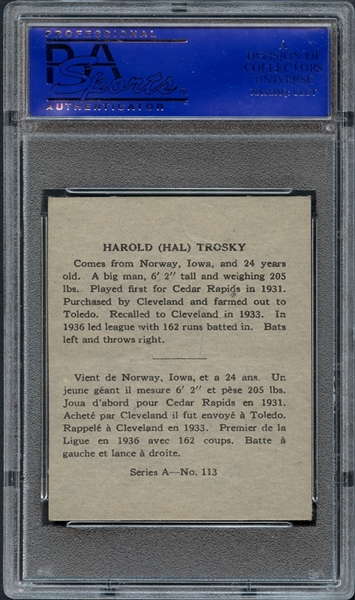 Lot Detail - 1937 O-Pee-Chee #113 Hal Trosky PSA 9 MINT