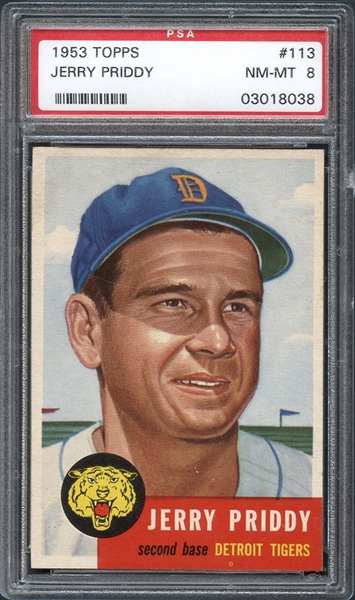 1953 Topps #113 Jerry Priddy PSA 8 NM/MT