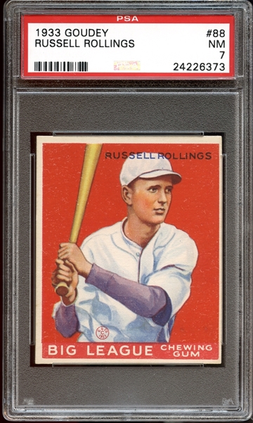 1933 Goudey #88 Russell Rollings PSA 7 NM