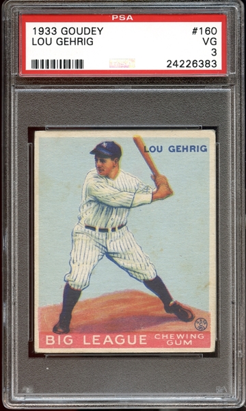 1933 Goudey #160 Lou Gehrig PSA 3 VG