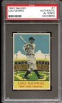 1933 DeLong #7 Lou Gehrig PSA AUTHENTIC ALTERED