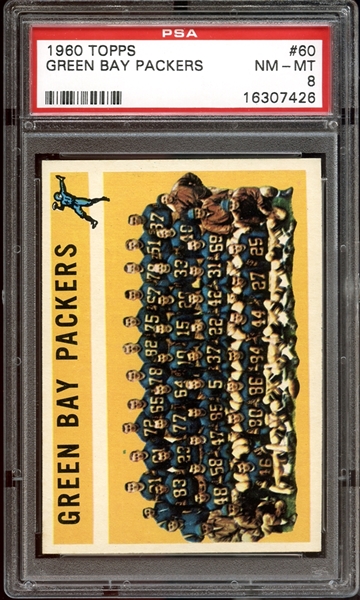 1960 Topps #60 Green Bay Packers Team PSA 8 NM/MT