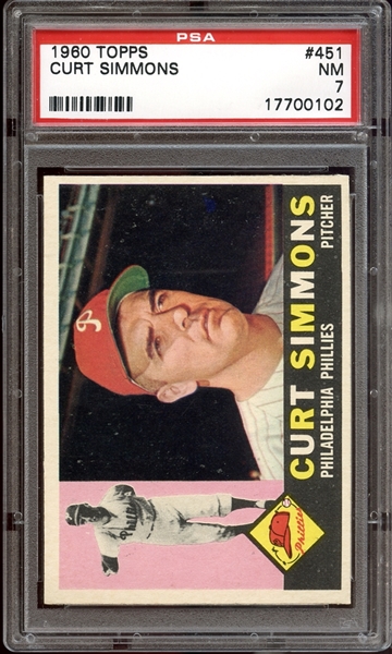 1960 Topps #451 Curt Simmons PSA 7 NM