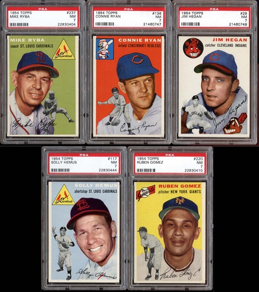1954 Topps Group of (5) All PSA 7 NM
