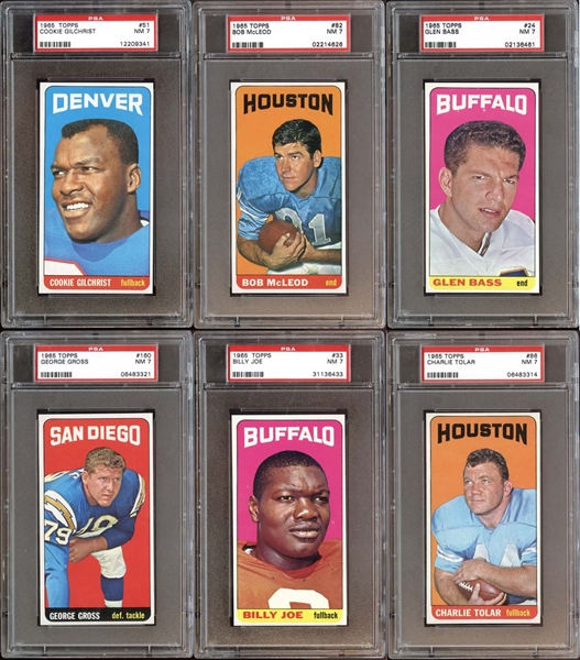 1965 Topps Football Group of (6) All PSA 7 NM