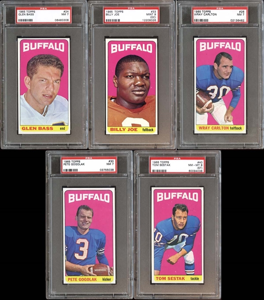1965 Topps Football Group of (5) Buffalo Bills All PSA Graded