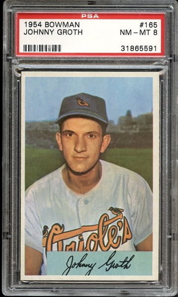 1954 Bowman #165 Johnny Groth PSA 8 NM/MT