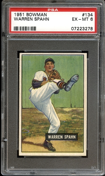 1951 Bowman #134 Warren Spahn PSA 6 EX/MT