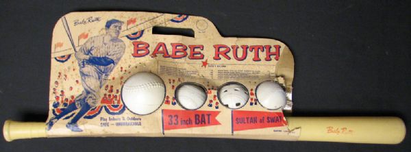 1950s-60s Empire Babe Ruth Plastic Bat and Ball Set 
