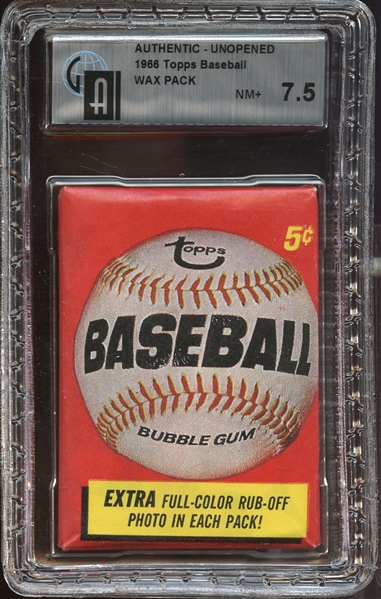 1966 Topps Baseball Unopened Wax Pack GAI 7.5 NM+