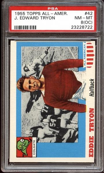 1955 Topps All-American #42 J. Edward Tryon PSA 8 NM/MT (OC)