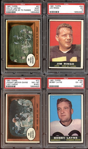 1961 Topps Football Hall of Fame Group of (4) All PSA Graded