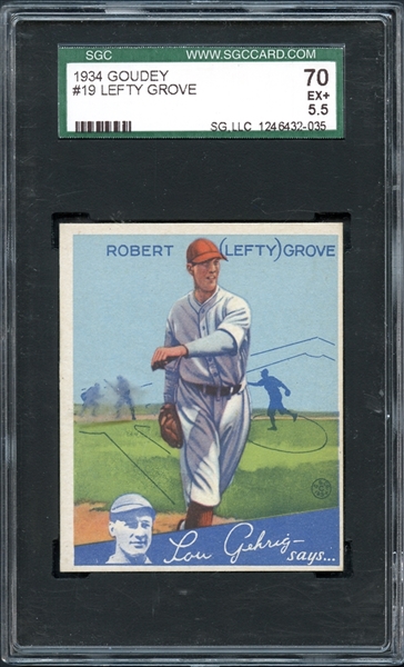 1934 Goudey #19 Lefty Grove SGC 70 EX+ 5.5
