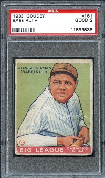 1933 Goudey #181 Babe Ruth PSA 2 GOOD