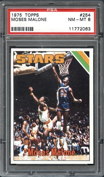 1975 Topps #254 Moses Malone PSA 8 NM/MT