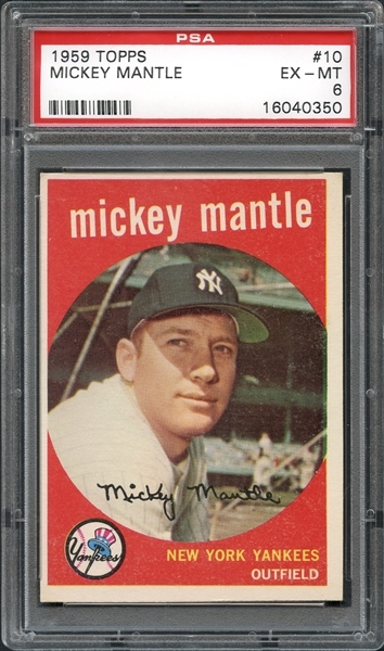 1959 Topps #10 Mickey Mantle PSA 6 EX/MT
