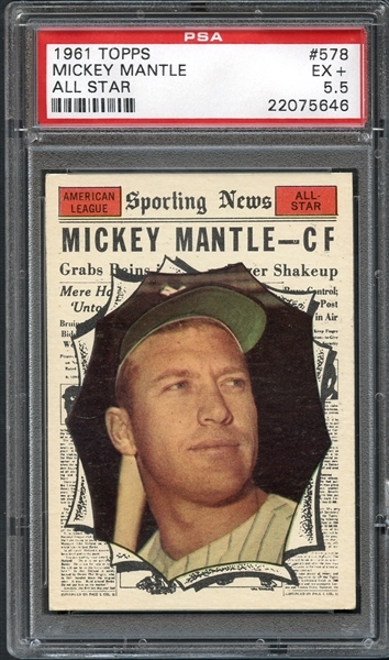 1961 Topps #578 Mickey Mantle PSA 5.5 EX+