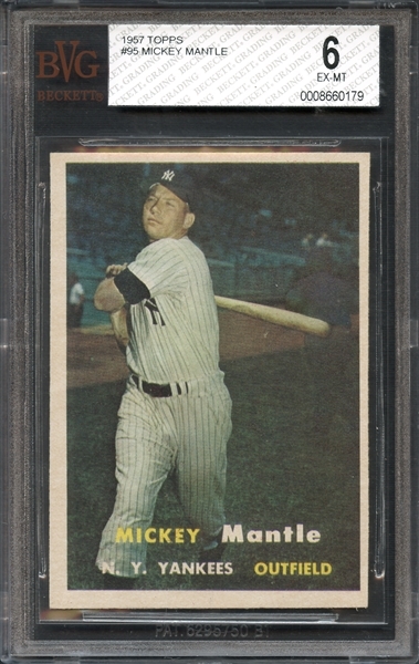 1957 Topps #95 Mickey Mantle BVG 6 EX/MT