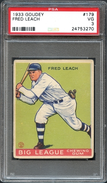1933 Goudey #179 Fred Leach PSA 3 VG