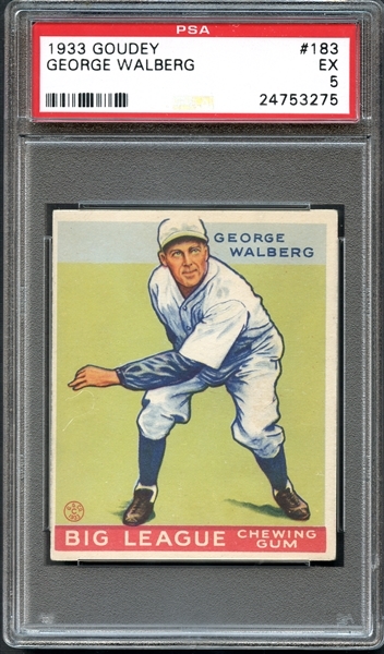 1933 Goudey #183 George Walberg PSA 5 EX