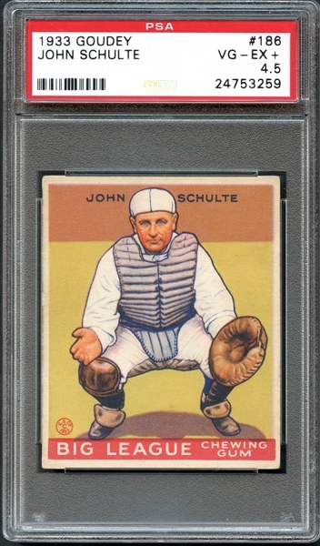 1933 Goudey #186 John Schulte PSA 4.5 VG/EX+