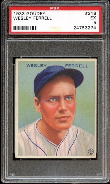 1933 Goudey #218 Wesley Ferrell PSA 5 EX