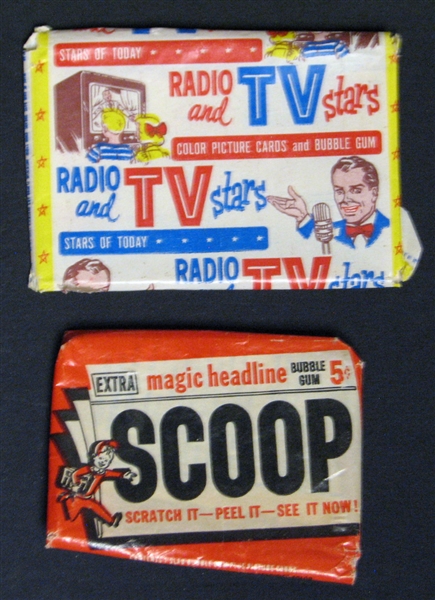 1954 Topps Scoop and 1953 Bowman Radio and TV Star Wrapper Group of (2)