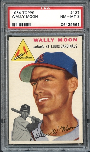 1954 Topps #137 Wally Moon PSA 8 NM/MT